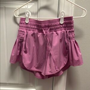 Women's Pink Pleated Shorts